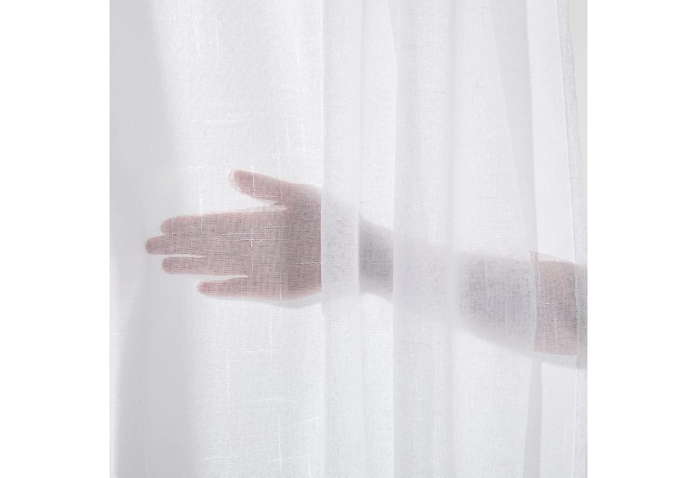 Deconovo Vorhang Voile Leinenoptik Gardinen mit Kräuselband Gardinenschal Weiß 2er Set - Bild 3