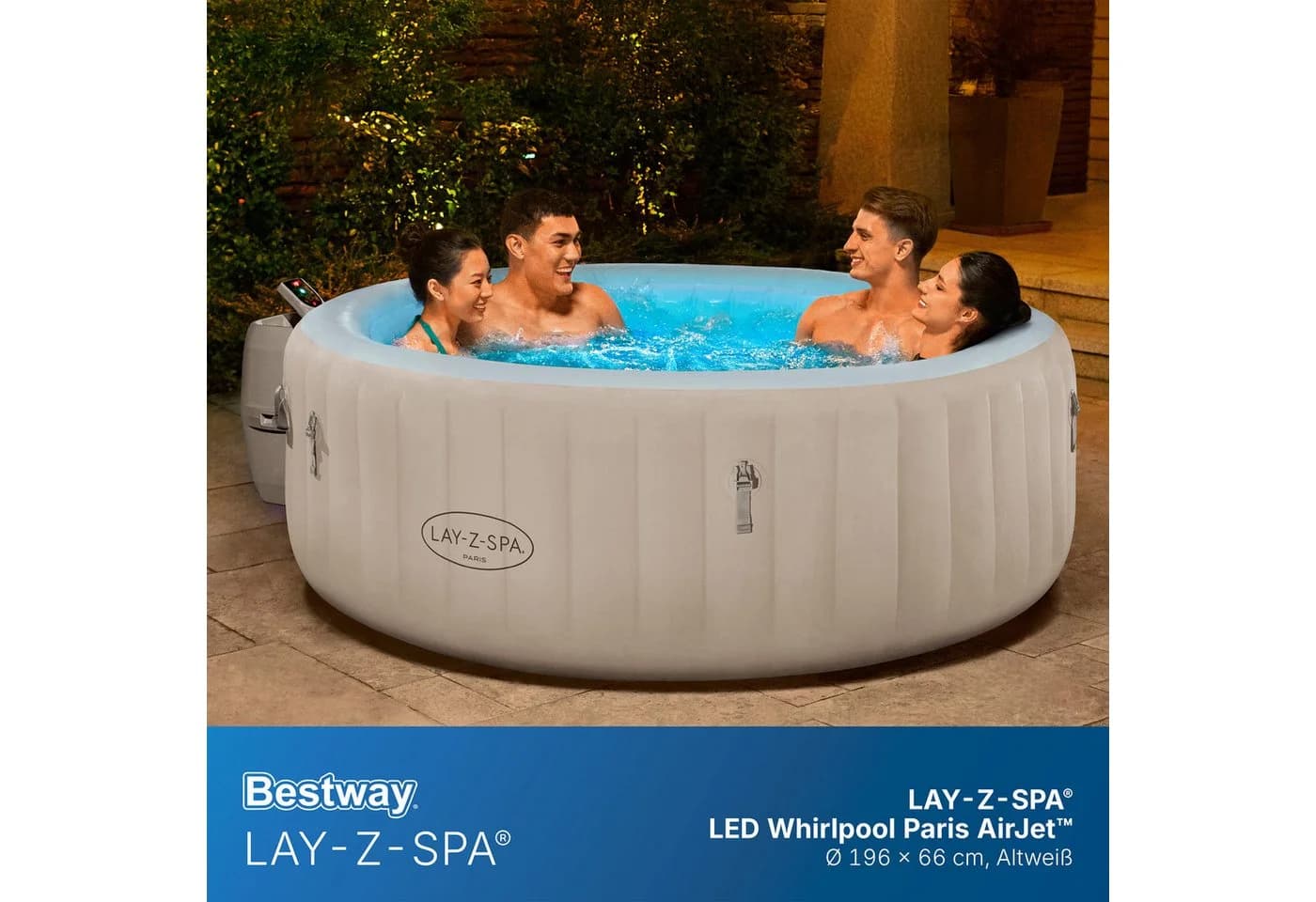 Bestway LAY-Z-SPA Paris AirJet™ Aufstellbecken Weiß