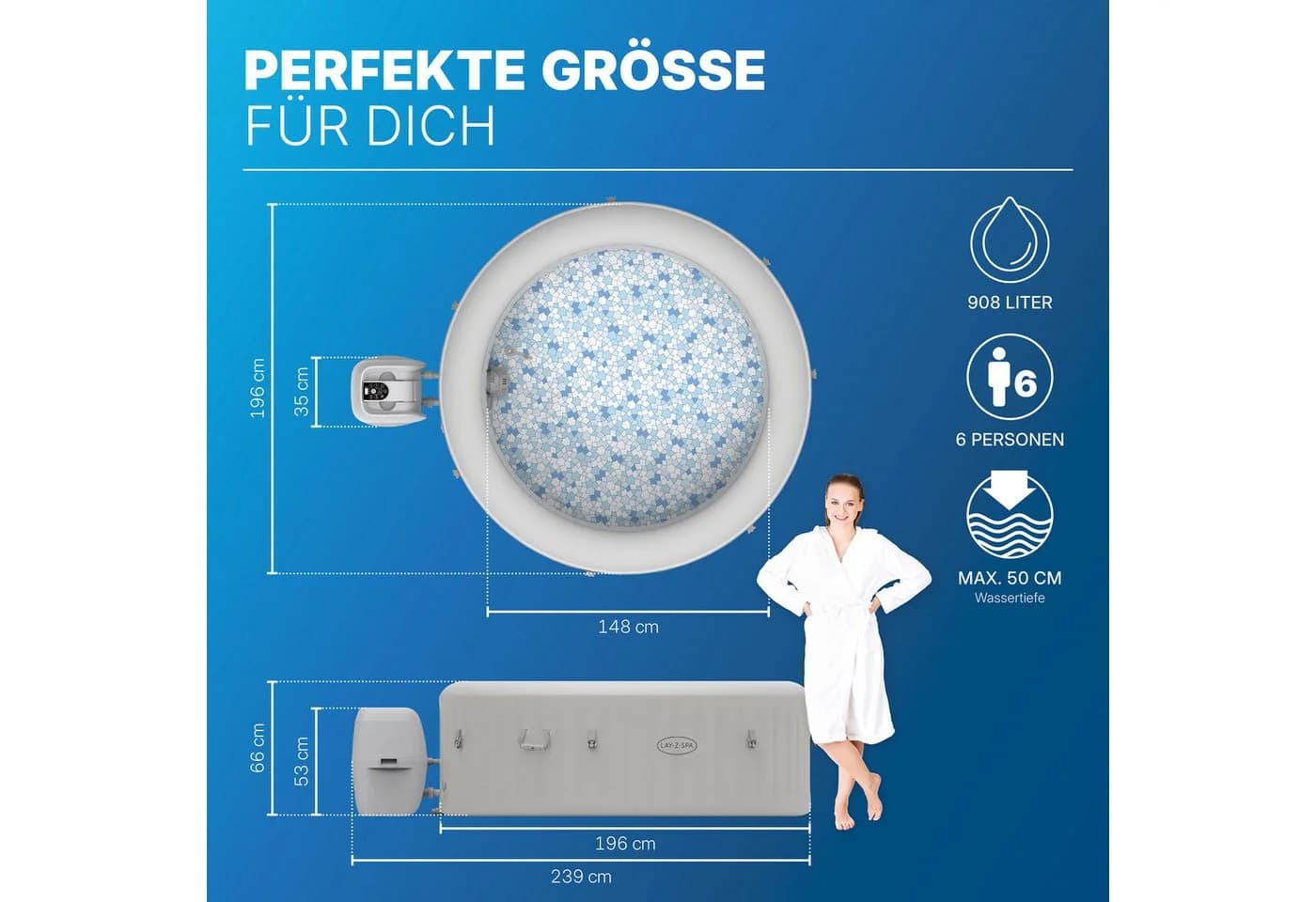 Bestway LAY-Z-SPA Paris AirJet™ Aufstellbecken Weiß - Bild 3
