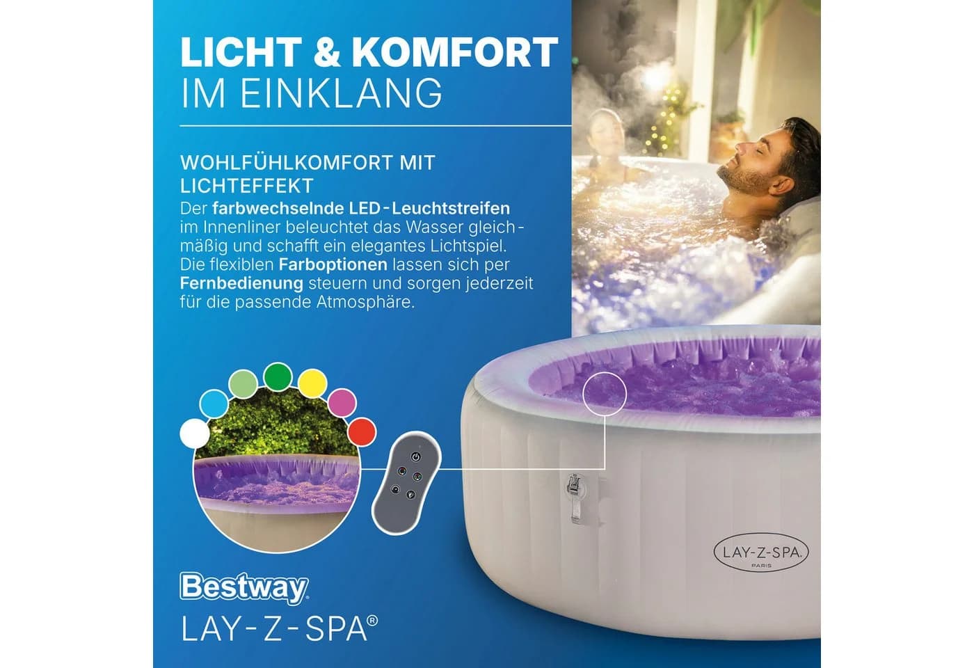 Bestway LAY-Z-SPA Paris AirJet™ Aufstellbecken Weiß - Bild 5