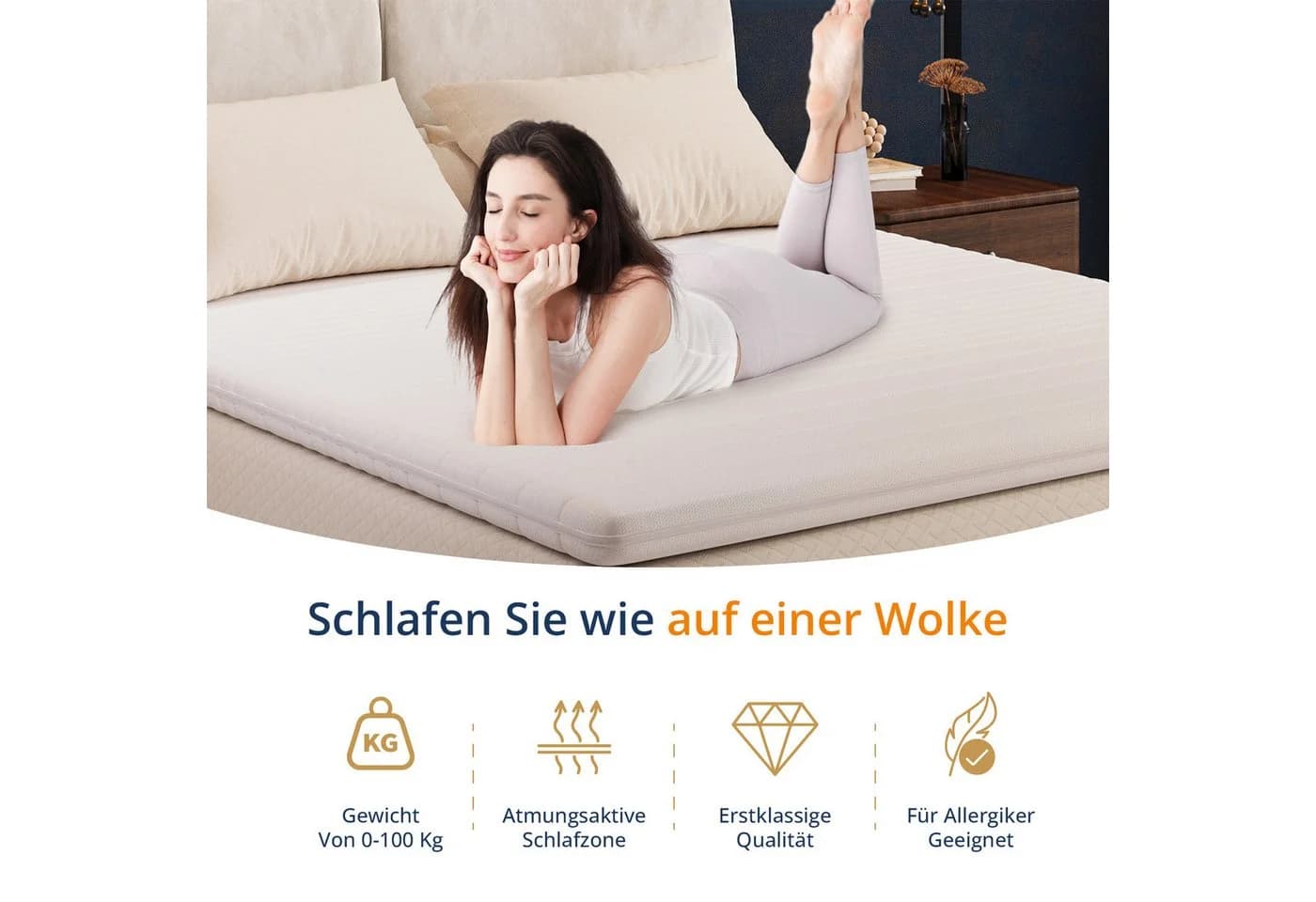 emerspring Memory Foam Topper 8 cm Visco-Topper Druckentlastend - Bild 5