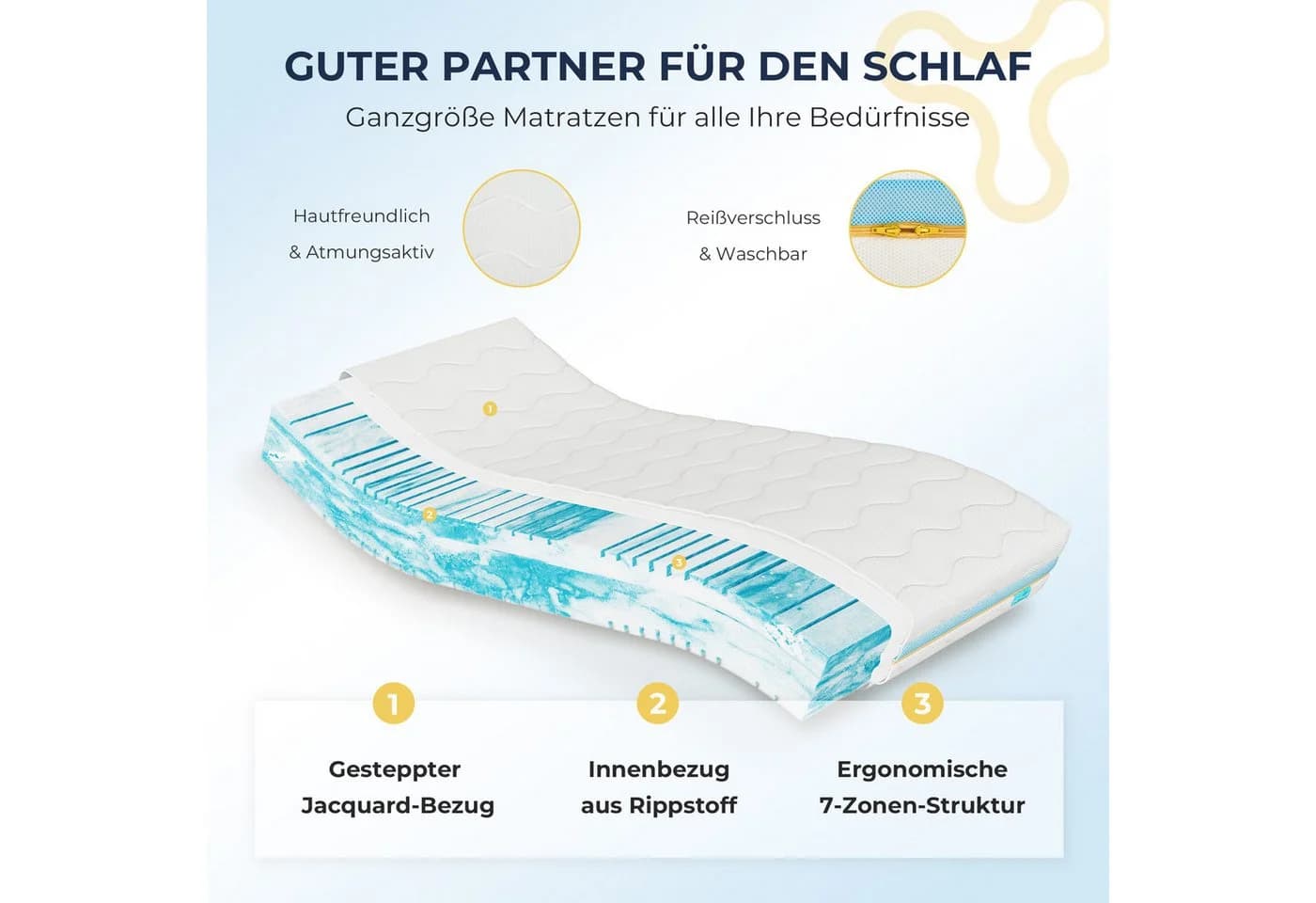 Napsie Kaltschaummatratze Dual-Core 7-Zonen waschbar H2/H3 - Bild 5