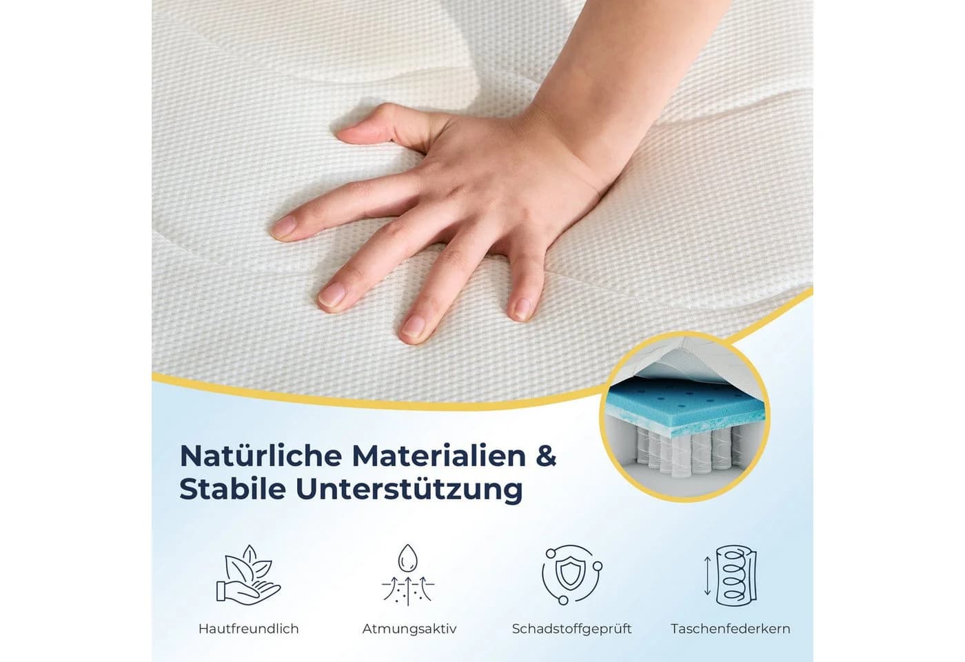 Napsie Taschenfederkernmatratze 22 cm 7-Zonen H2/H3 Visco-Komfort - Bild 5