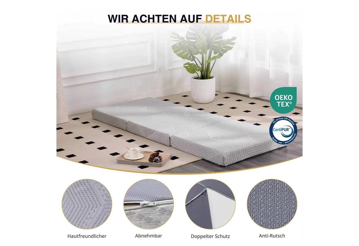emerspring Klappmatratze 3-teilig H3 Grau Gel Memory Foam - Bild 5