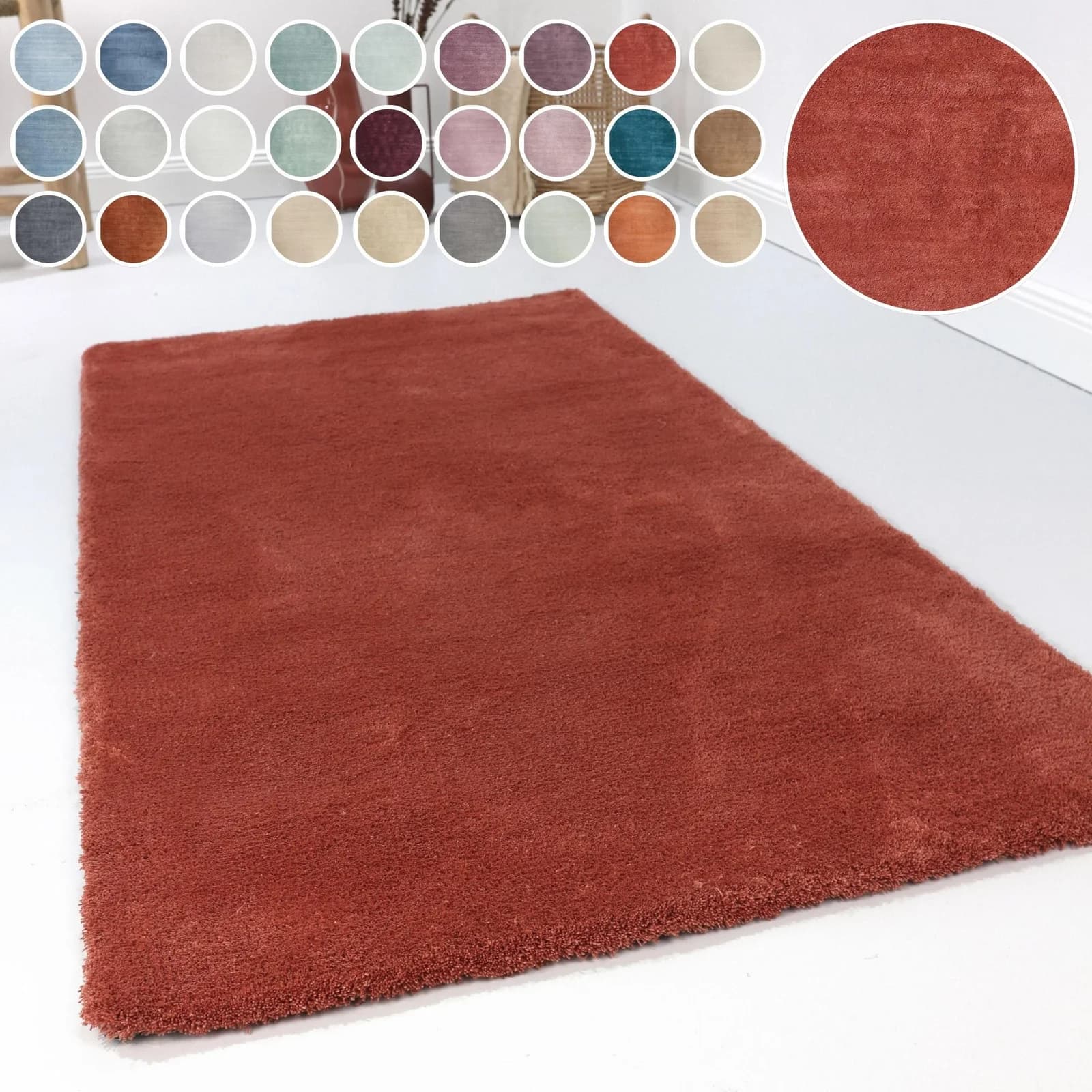 Esprit Teppich Loft Rostrot 70x140 cm Polyester Microfaser