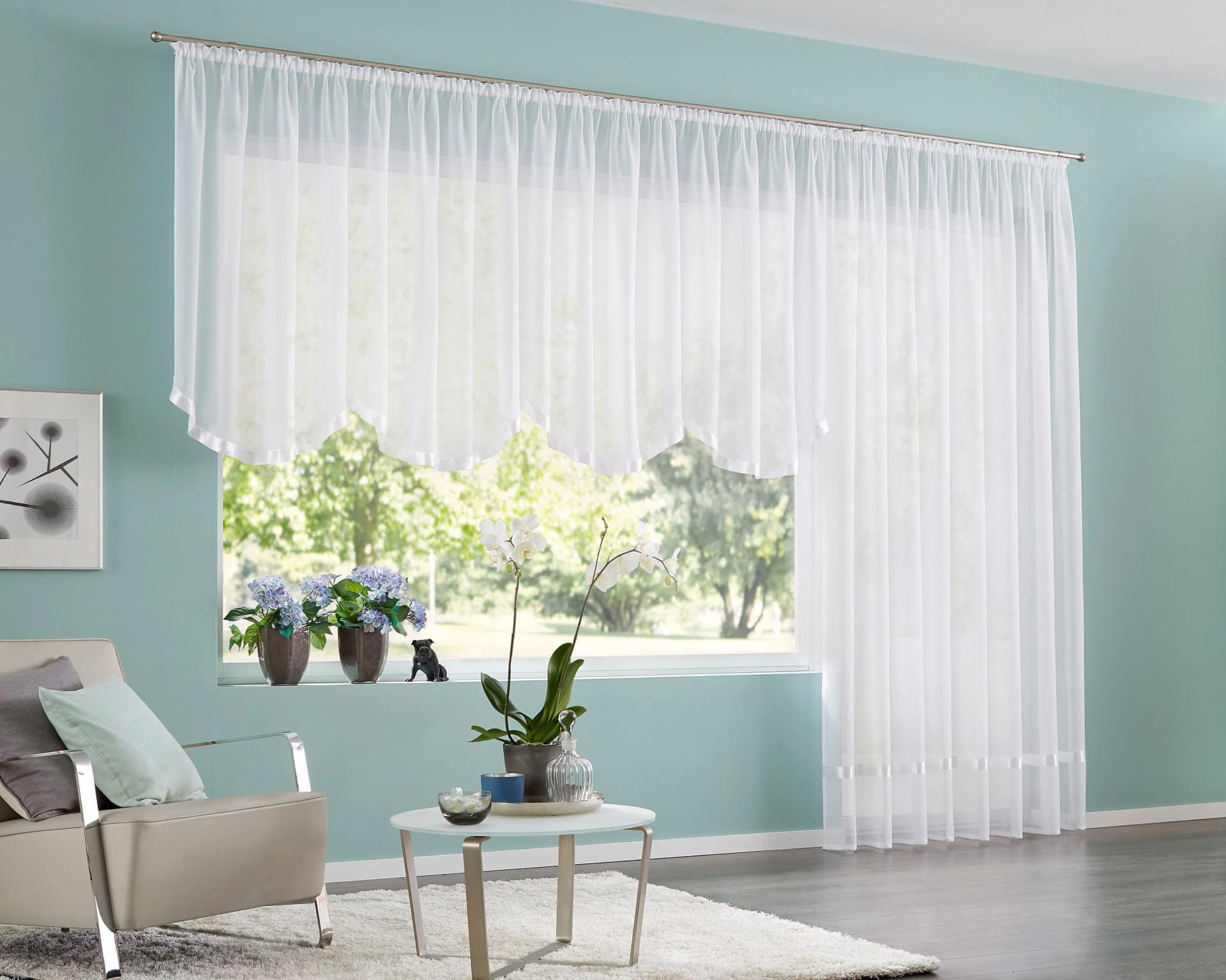 Bogenstore MY HOME Eby Weiß Voile Polyester Gardinen