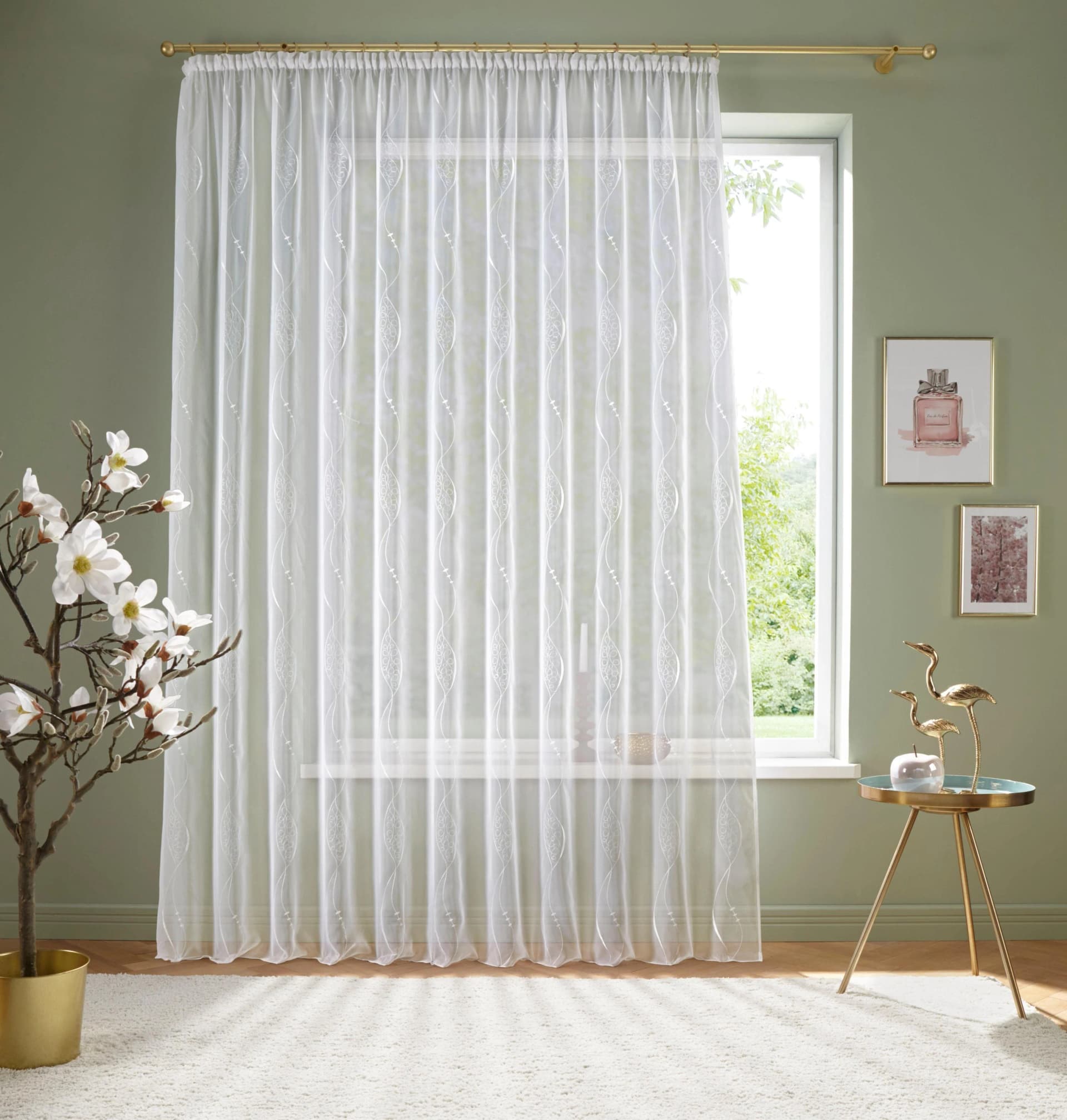 Gardine MY HOME Bea Gr. 2 Weiß Voile Polyester