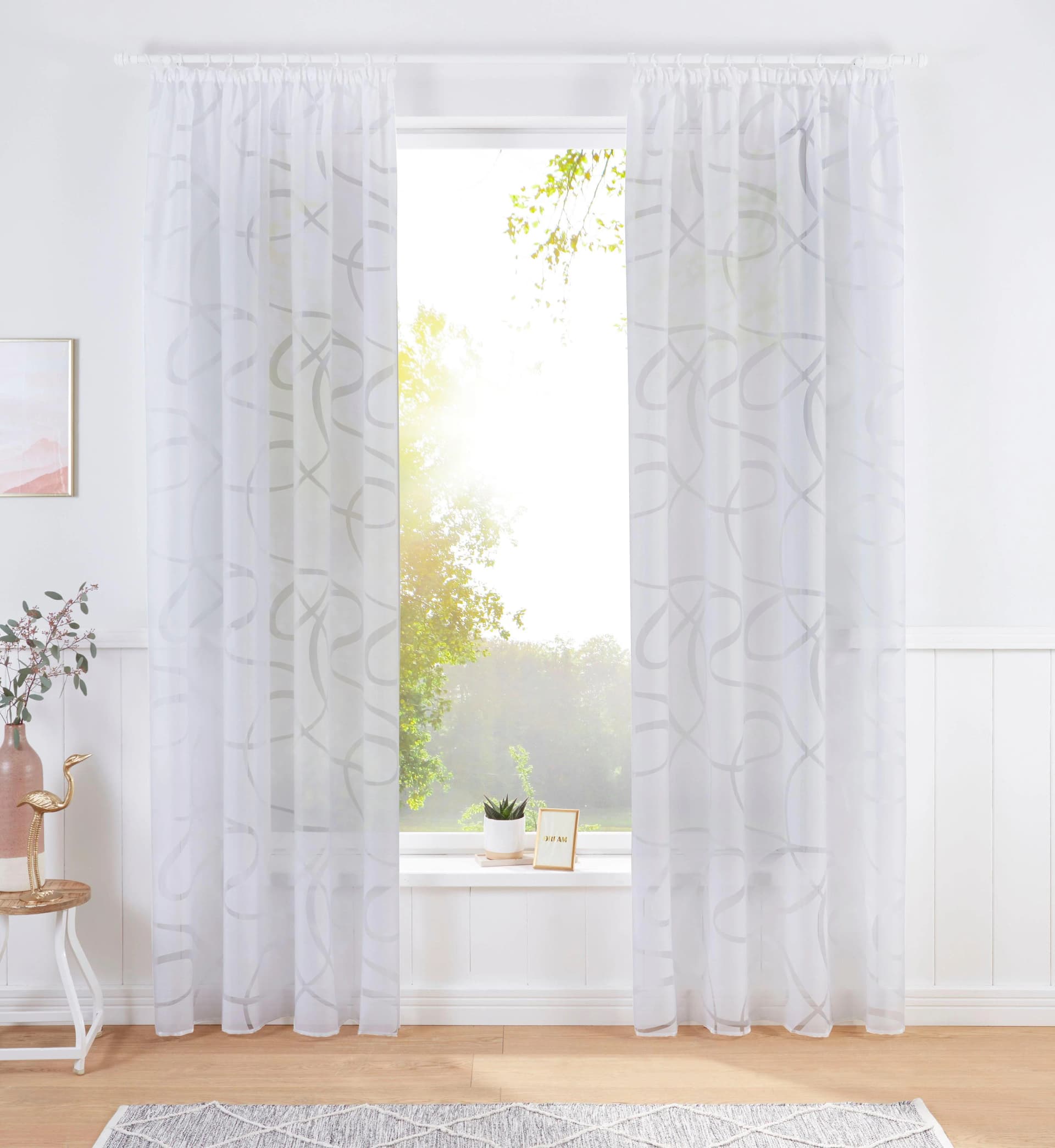 Bruno Banani Ausbrennergardine Tilo Kringelmotiv Weiß Transparent