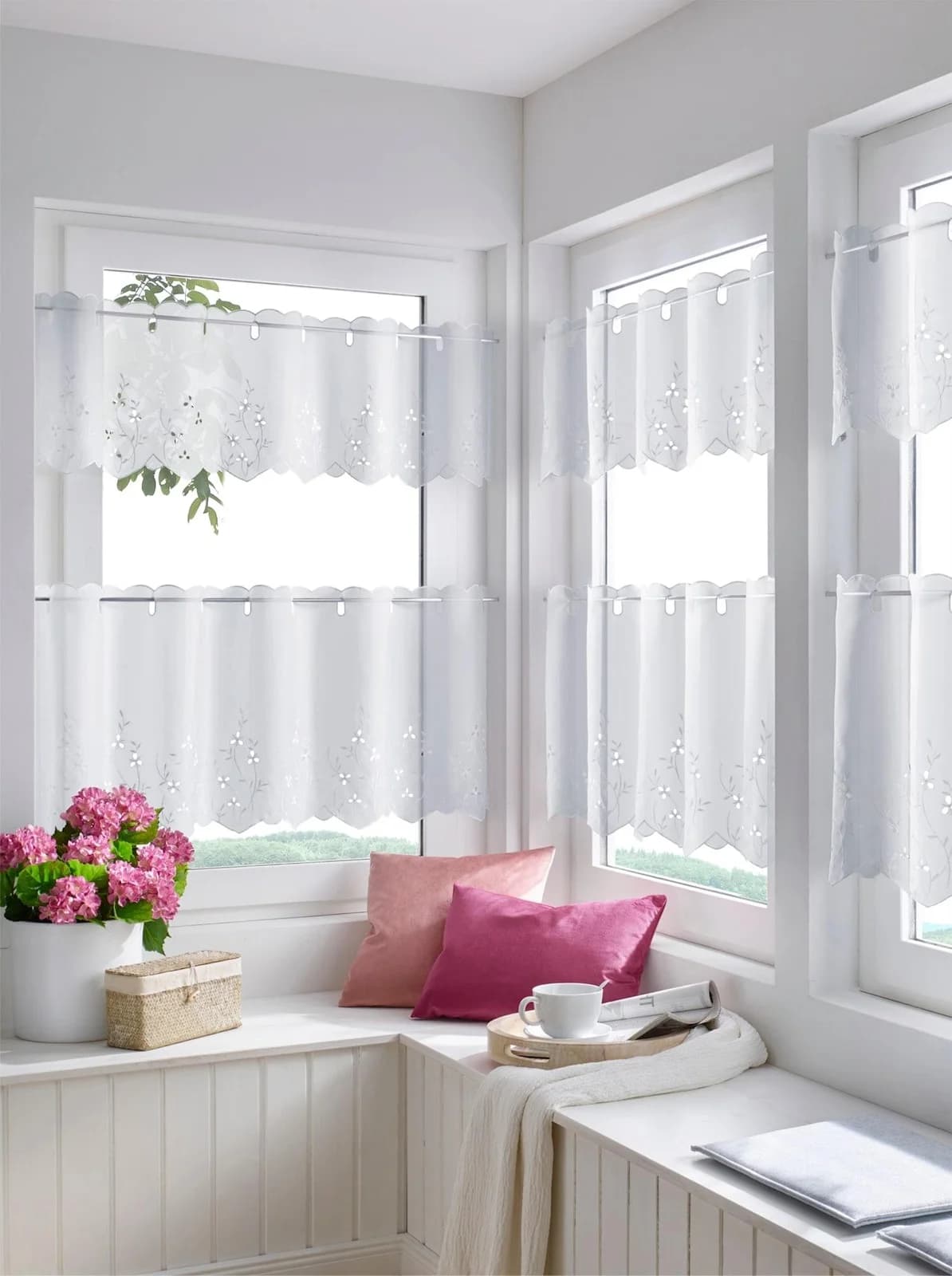 Querbehang HEINE HOME Gr. 4 Weiß Polyester Gardine