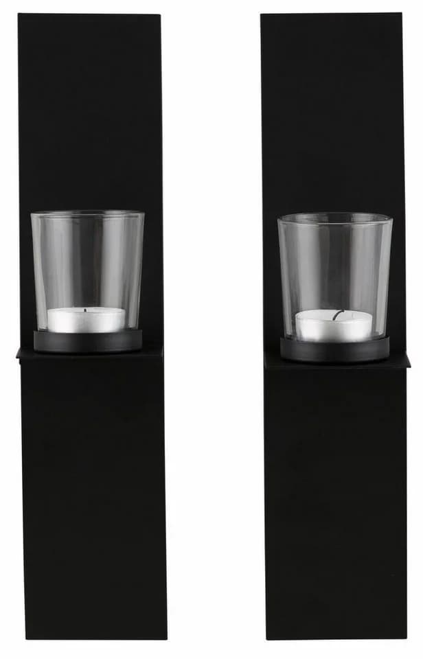 OTTO home Wandkerzenhalter Drammen Set Schwarz Metall Glas