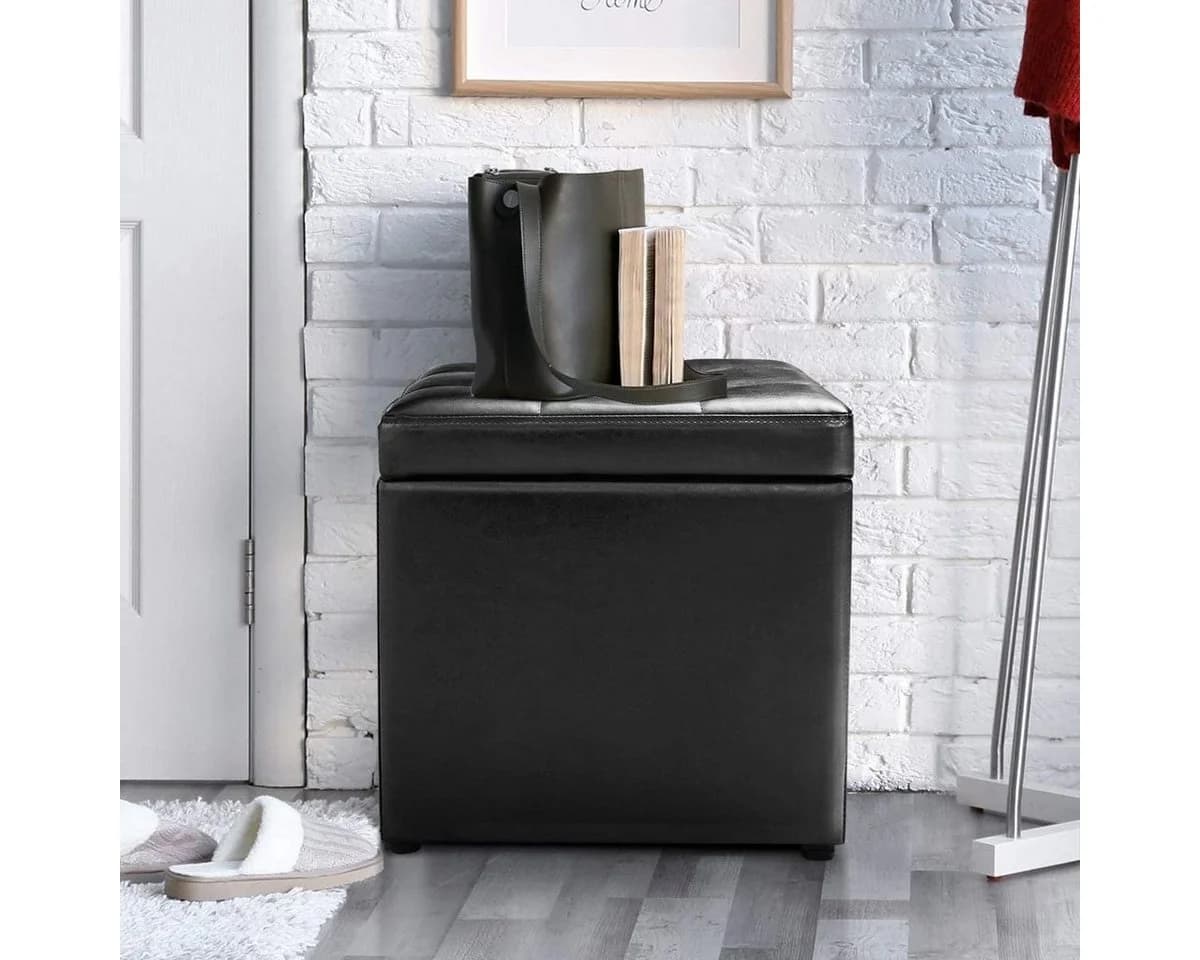 COSTWAY Sitzhocker Sitzwürfel Stauraum mit Deckel gepolstert 300kg 40x40cm - Bild 5