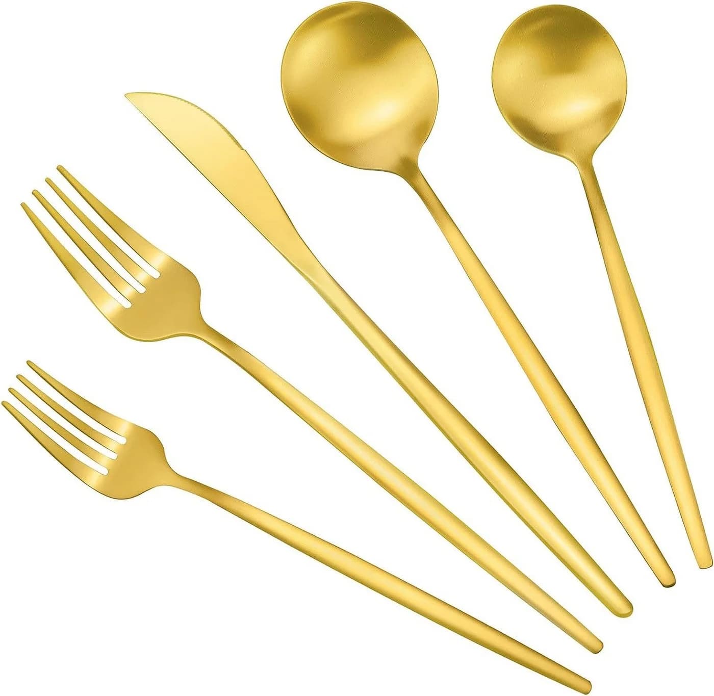 KingLux Besteck-Set 60-tlg. Goldfarben Edelstahl Spülmaschinenfest - Bild 5