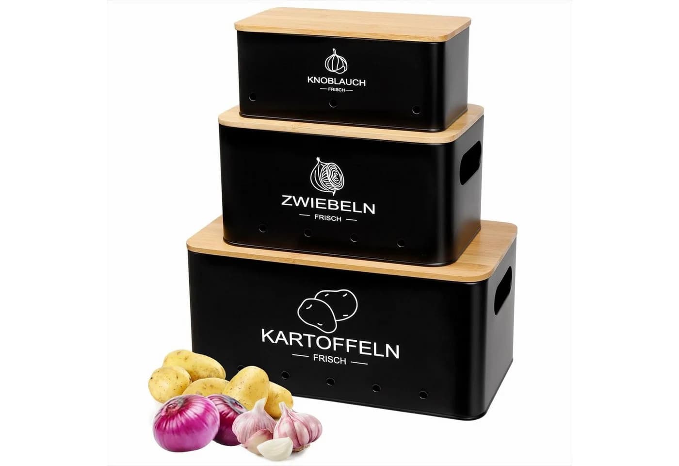 KingLux Aufbewahrungsbox 3-Stk. Kartoffel, Zwiebel, Knoblauch - Bild 2
