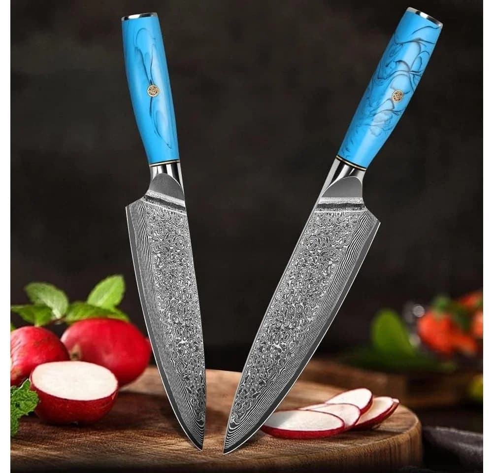 KingLux Damastmesser Kochmesser Blau VG-10 Stahl - Bild 5