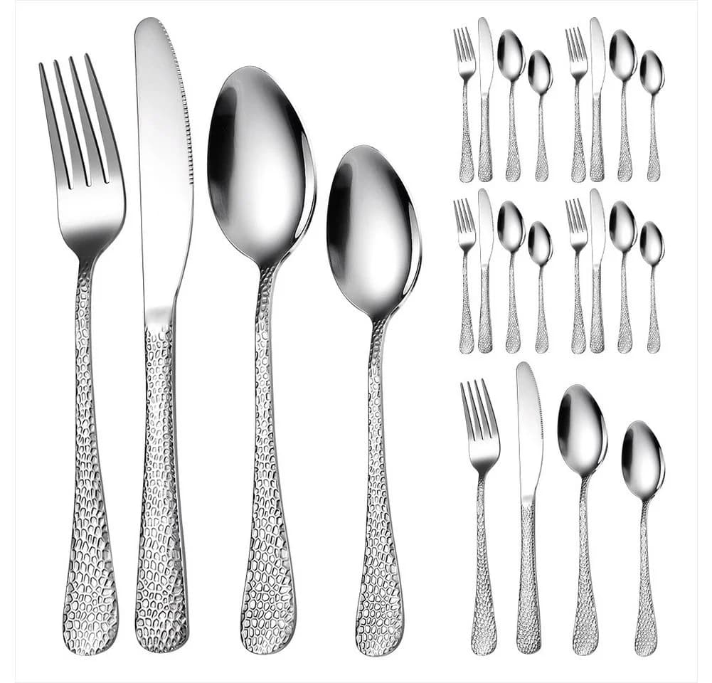 KingLux Besteck-Set 24-tlg. 6 Personen Edelstahl Silber Glänzend - Bild 2