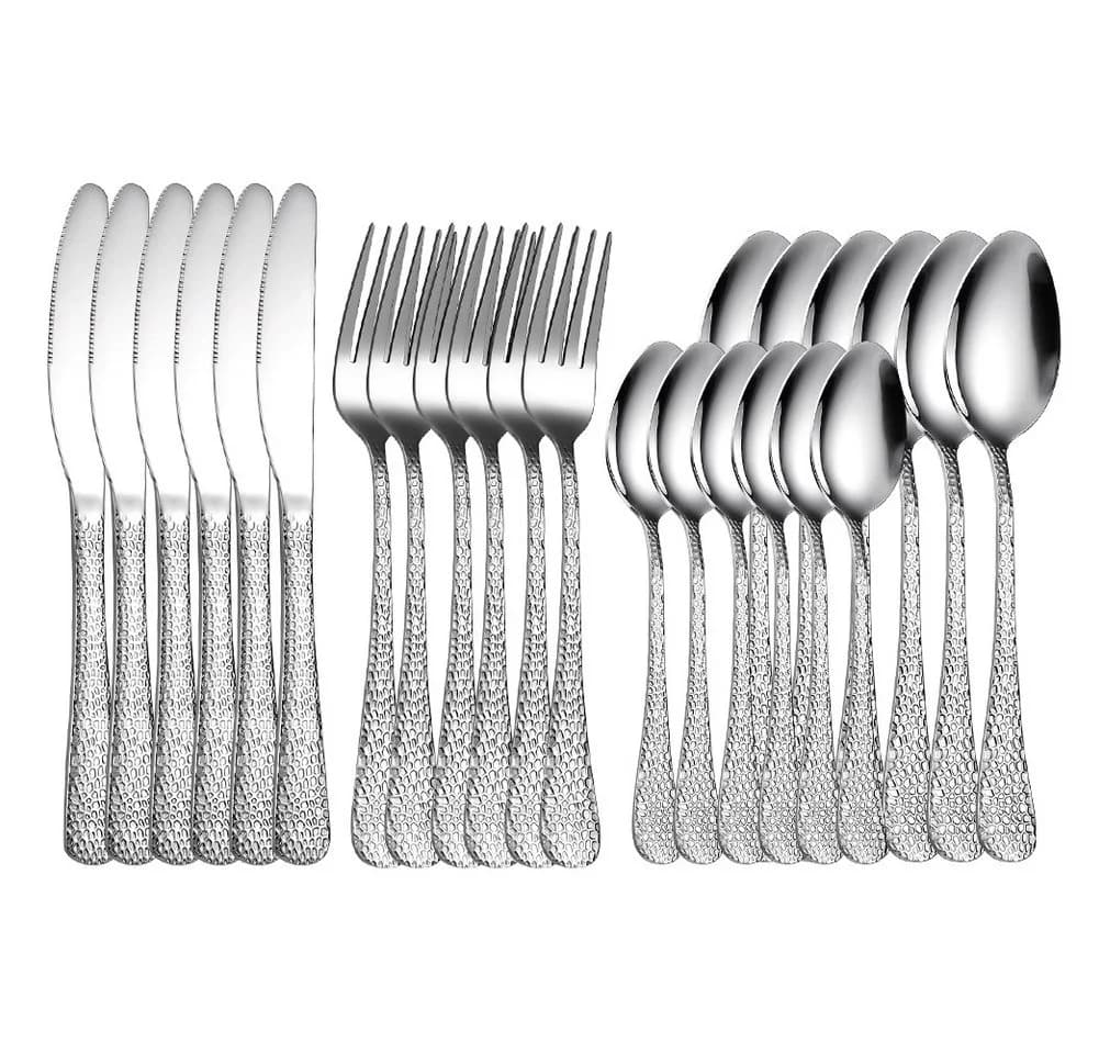 KingLux Besteck-Set 24-tlg. 6 Personen Edelstahl Silber Glänzend - Bild 3