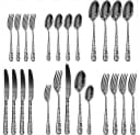 KingLux Besteck-Set 30-tlg. Schwarz mit Blumenmuster Bild 2