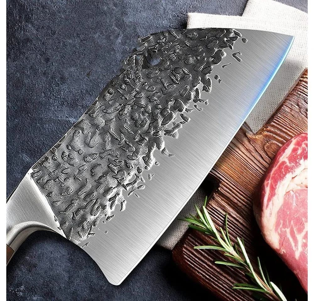 KingLux Serbisches Handgeschmiedetes Hackmesser mit Holzgriff