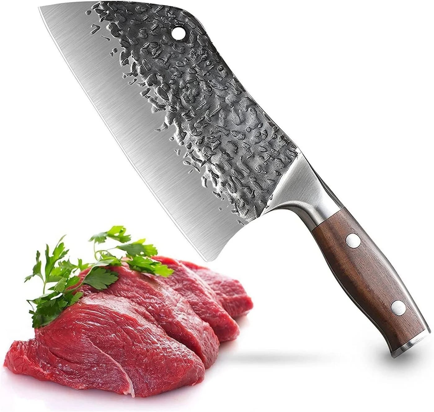 KingLux Serbisches Handgeschmiedetes Hackmesser mit Holzgriff - Bild 4