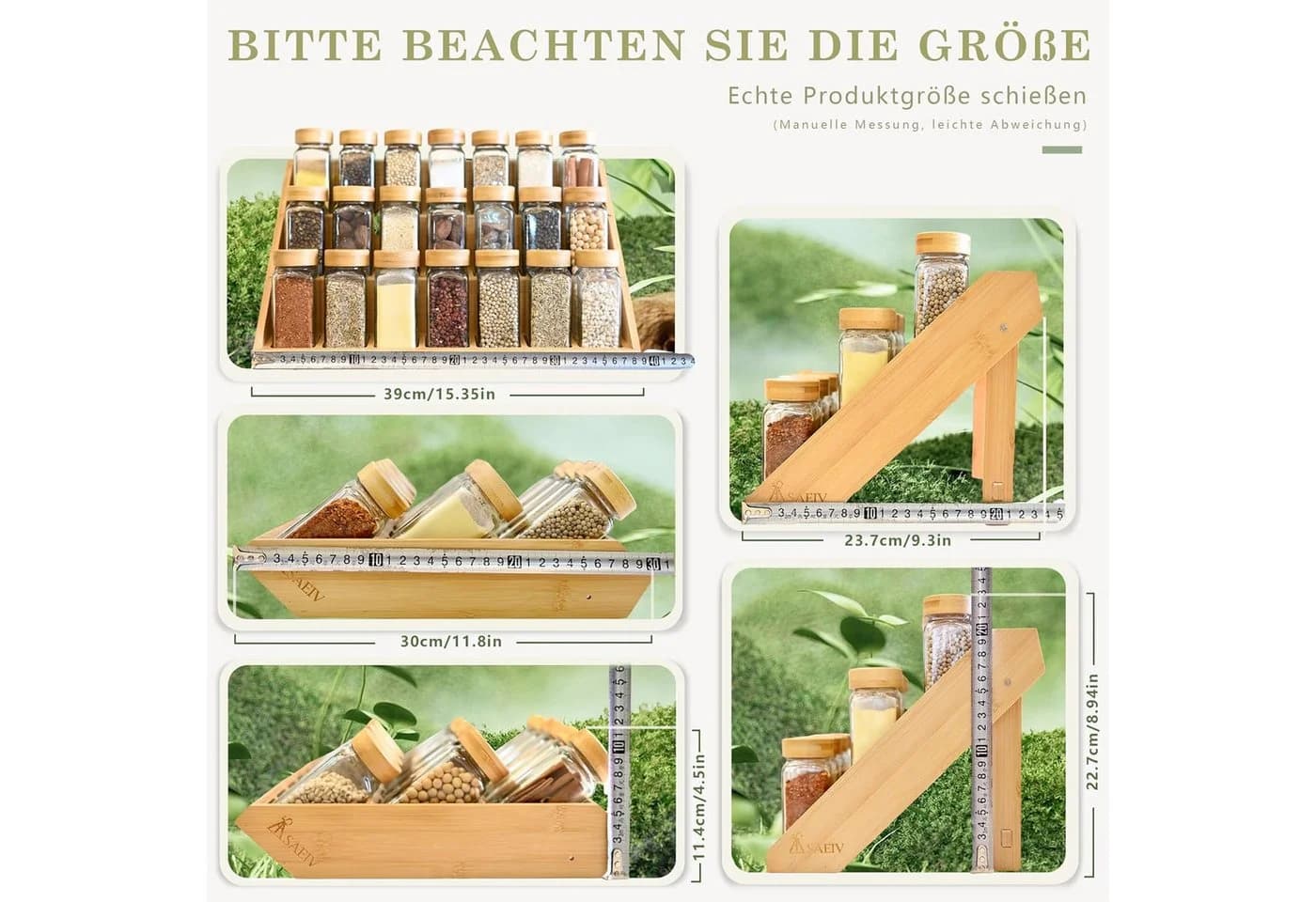 KingLux Gewürzglas-Set 21-tlg. mit Bambusregal & Glas