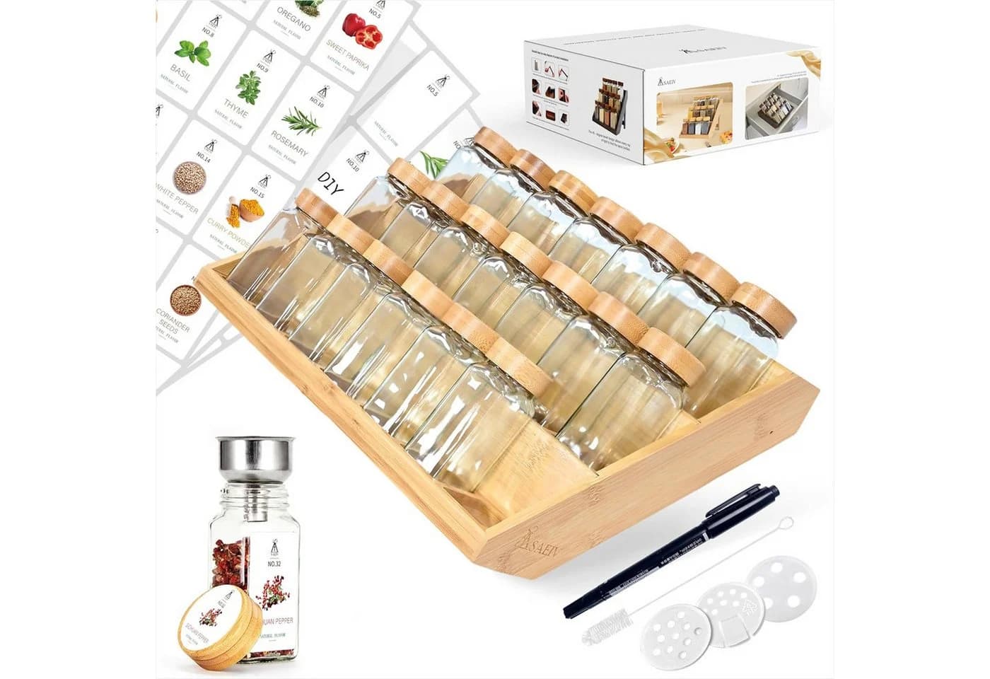 KingLux Gewürzglas-Set 21-tlg. mit Bambusregal & Glas - Bild 2