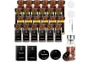 KingLux Gewürzbehälter 24Stk.120ml Gewürzdosen Eckig -Set aus Glas,Kappen aus Akazienholz Bild 2