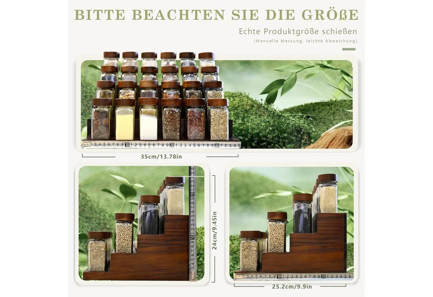 KingLux Gewürzbehälter Set mit 24 Gläsern und Akazienholz Regal