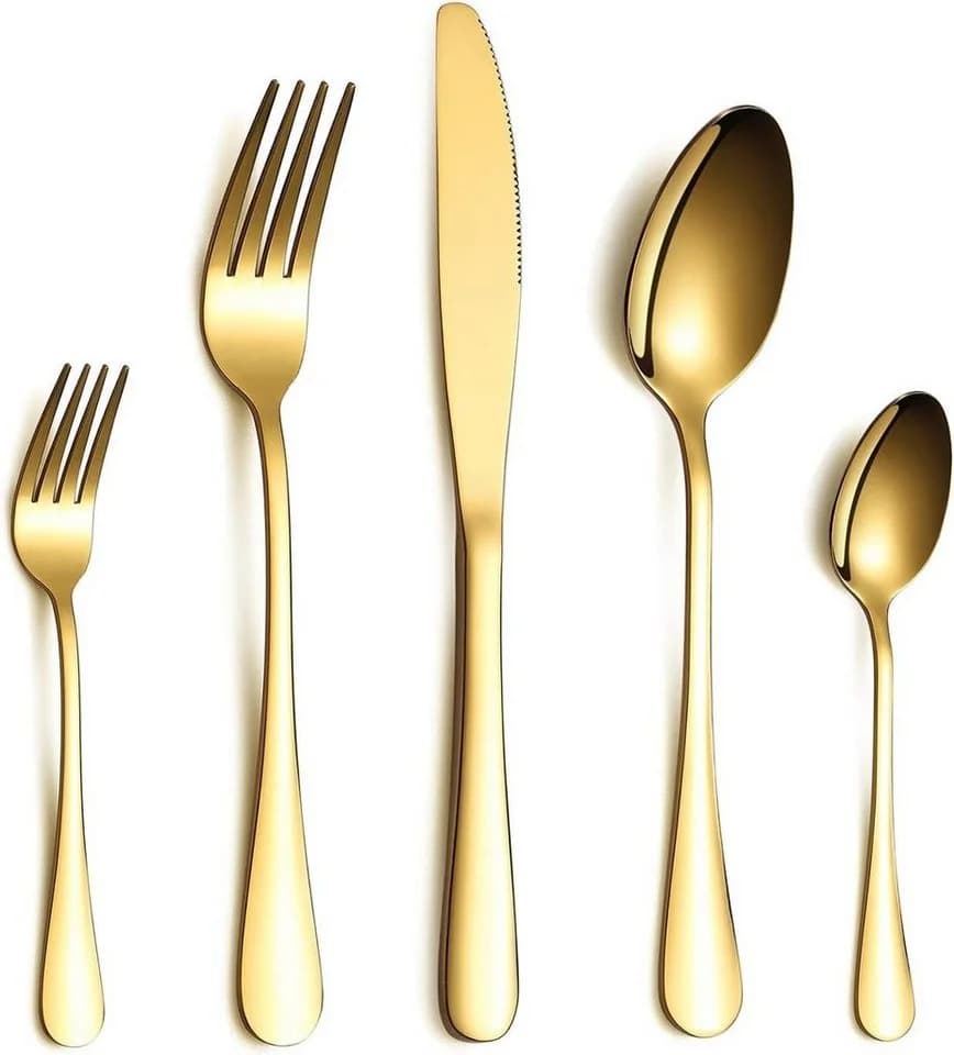 KingLux Besteck-Set 30tlg. Goldfarben Edelstahl Spülmaschinenfest - Bild 3