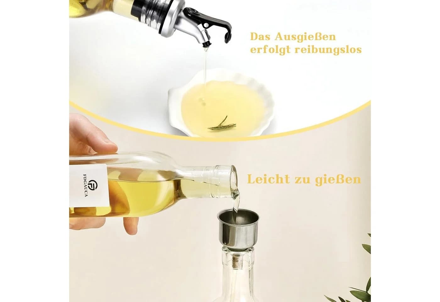 KingLux Ölspender Set 4x500ml mit Bambus-Regal & Zubehör - Bild 4
