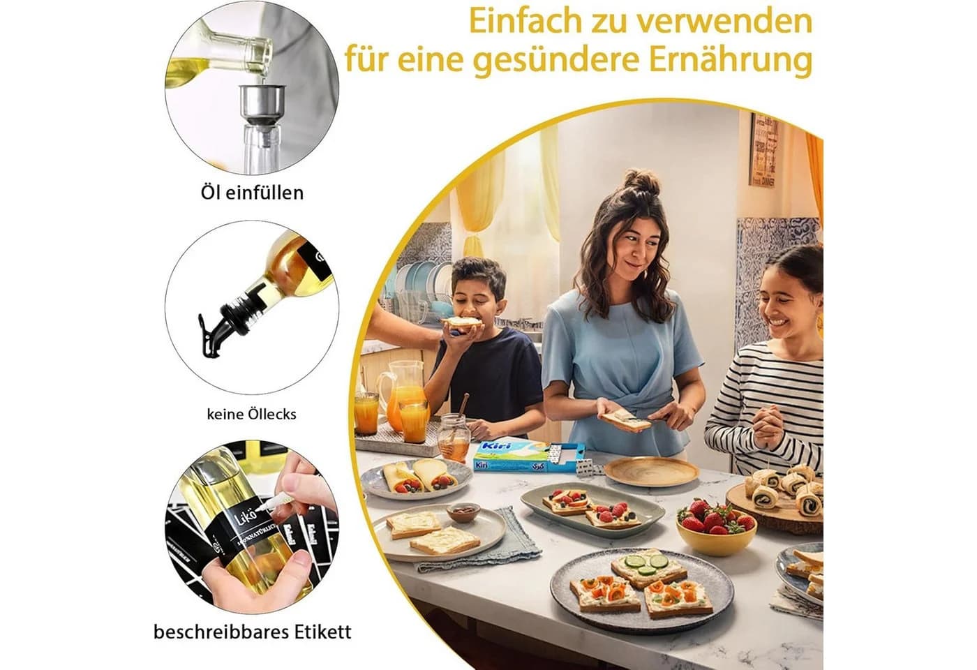 KingLux Ölspender Set 6x250ml Glas mit Ausgießer - Bild 3