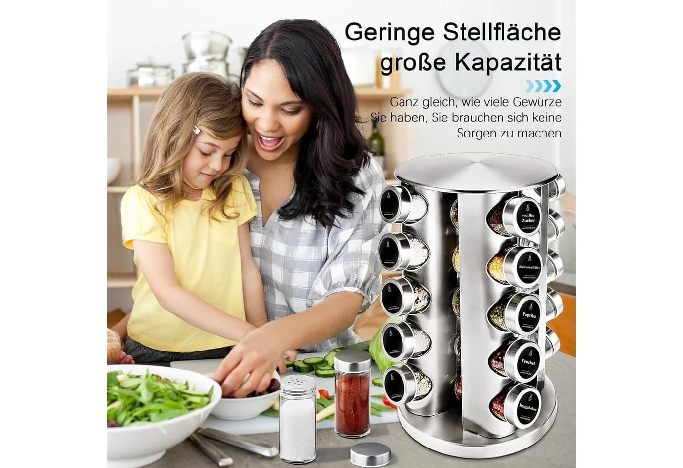 KingLux Gewürzregal 360° Rotation 20-Stk. Gewürzgläser