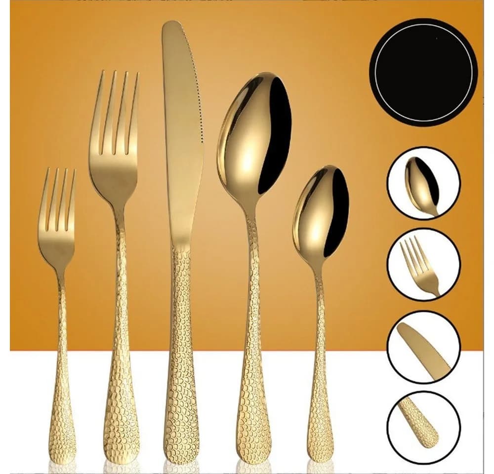 KingLux Besteck-Set 60-tlg. Gold Edelstahl für 12 Personen - Bild 3