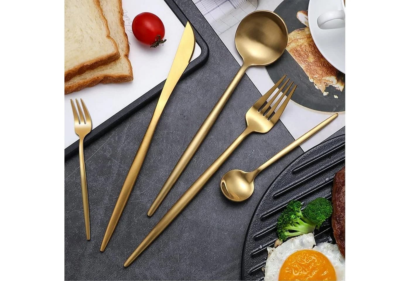KingLux Besteck-Set 60-tlg. Gold Edelstahl für 12 Personen - Bild 5