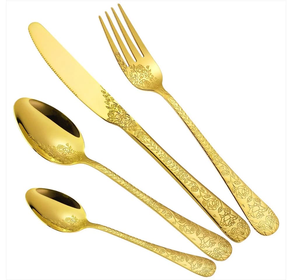 KingLux Besteck-Set 24-tlg. Gold 18/10 Edelstahl für 6 Personen - Bild 2