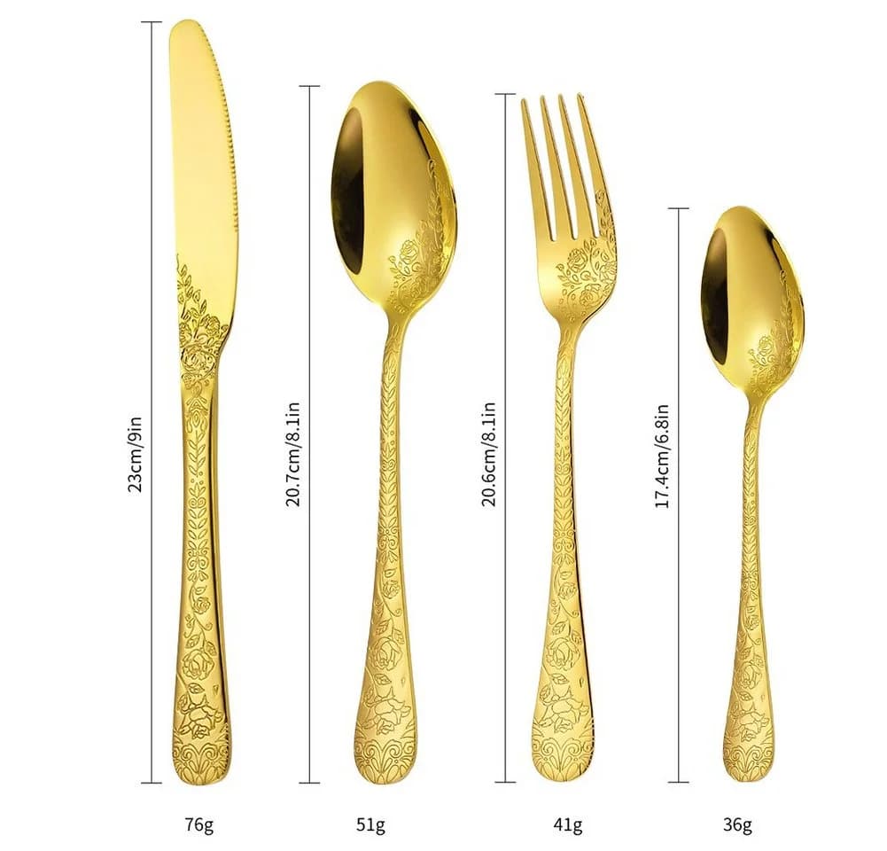 KingLux Besteck-Set 24-tlg. Gold 18/10 Edelstahl für 6 Personen - Bild 3