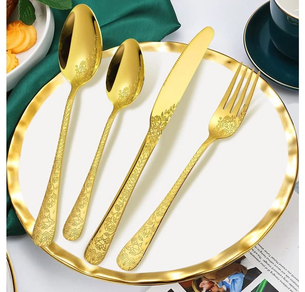 KingLux Besteck-Set 24-tlg. Gold 18/10 Edelstahl für 6 Personen - Bild 4