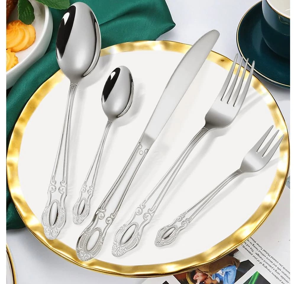 KingLux Besteck-Set 40-tlg. Royal 8 Pers. Edelstahl Silber Hochglanz - Bild 5