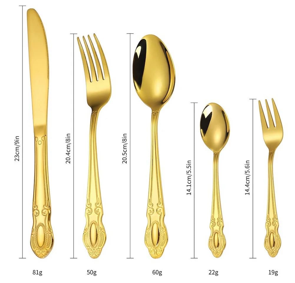 KingLux Besteck-Set 40-tlg. Gold 8 Personen Edelstahl Hochglanz