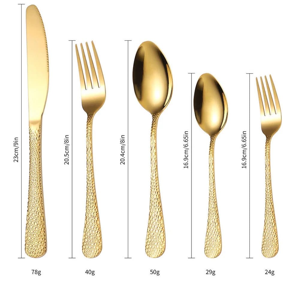 KingLux Besteck-Set 30-tlg. Goldfarben Edelstahl Spülmaschinenfest