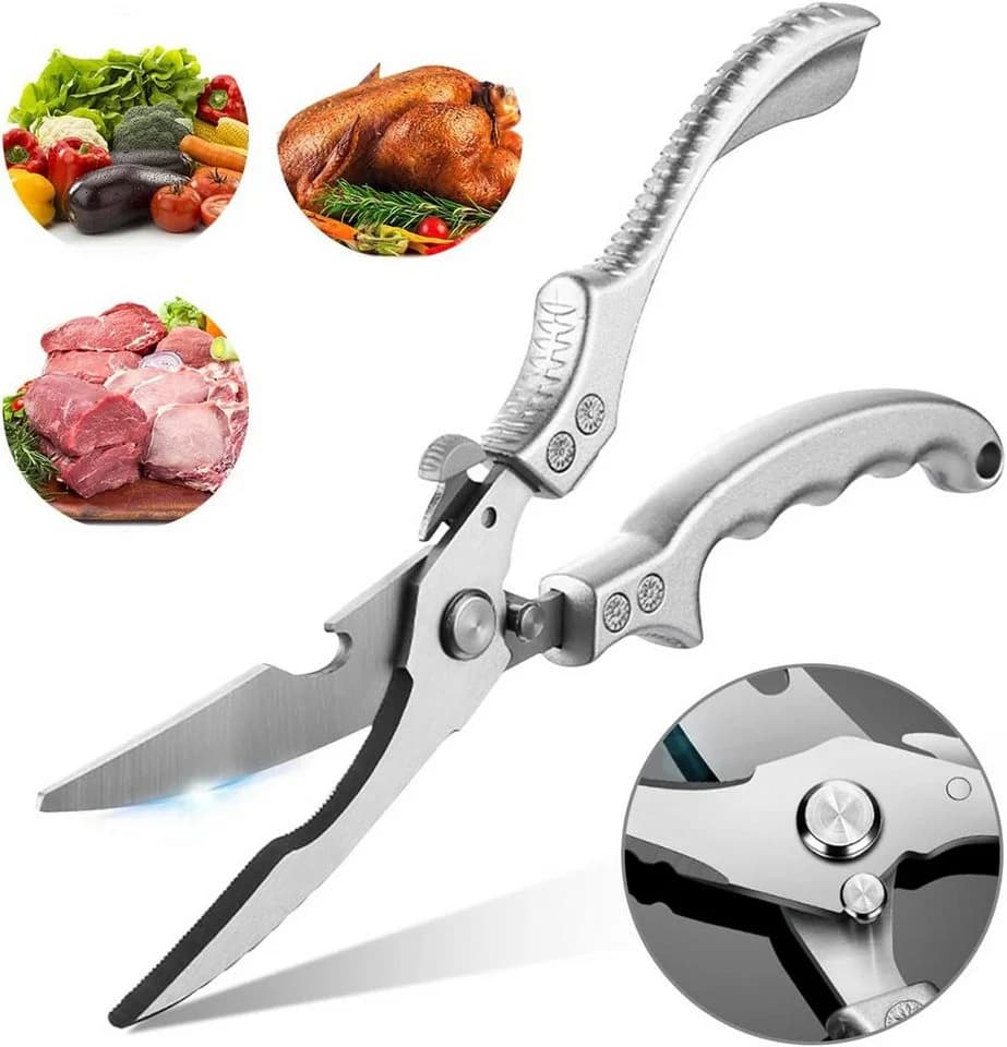KingLux Geflügelschere Edelstahl mit Metallgriffen silber - Bild 3