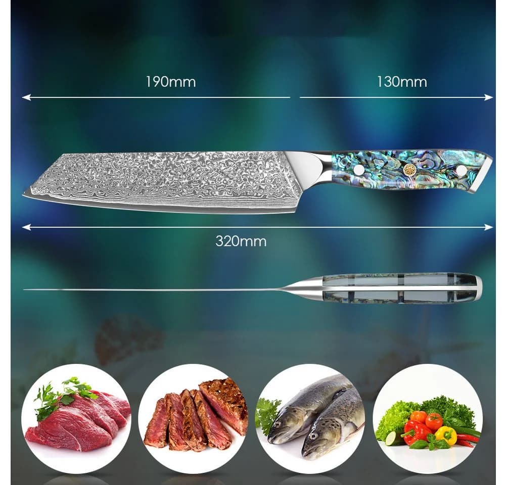 KingLux Damast Kiritsuke Küchenmesser 67 Lagen VG-10 Damaststahl