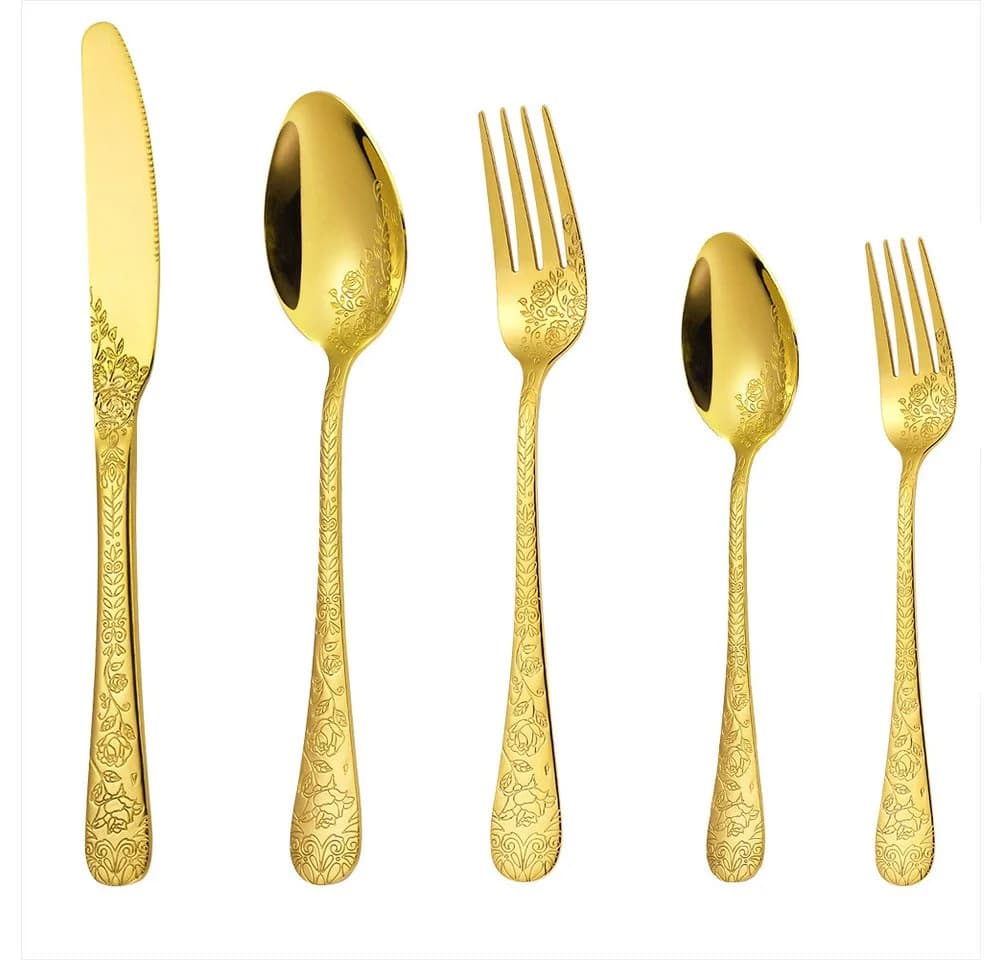 KingLux Besteck-Set 40-tlg. Gold 18/10 Edelstahl für 8 Personen - Bild 2
