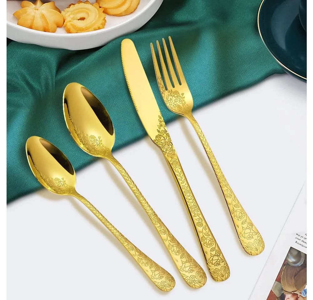 KingLux Besteck-Set 40-tlg. Gold 18/10 Edelstahl für 8 Personen - Bild 3