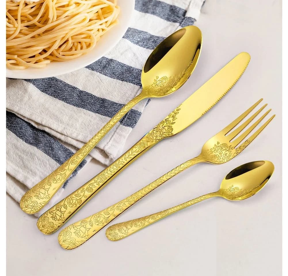 KingLux Besteck-Set 40-tlg. Gold 18/10 Edelstahl für 8 Personen - Bild 4
