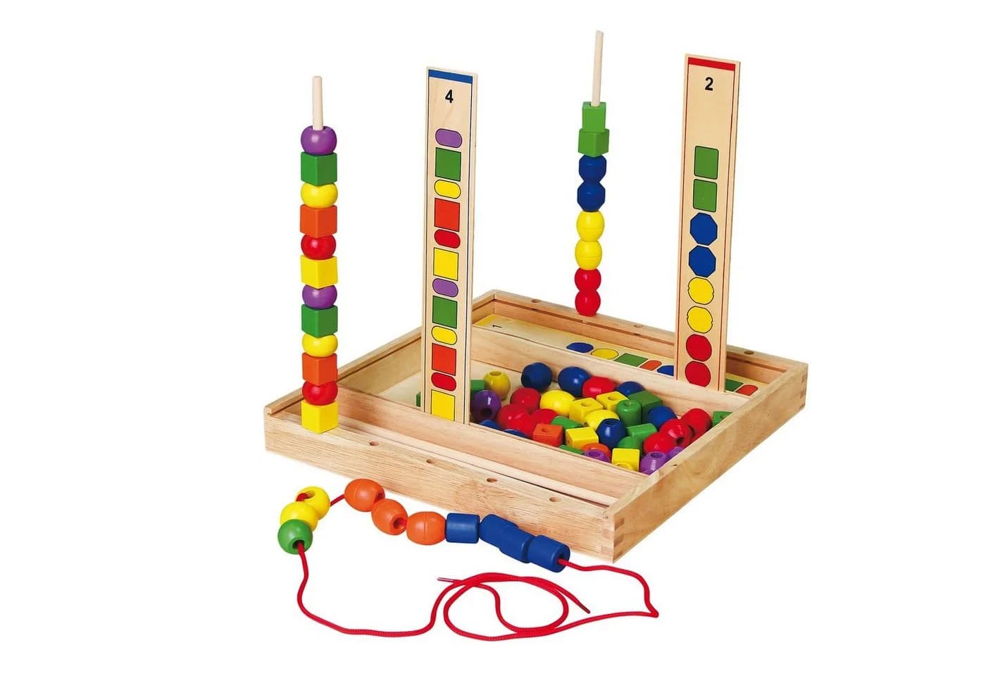 TikTakToo Steckspielzeug Formen- und Farbensortierspiel Holzperlen