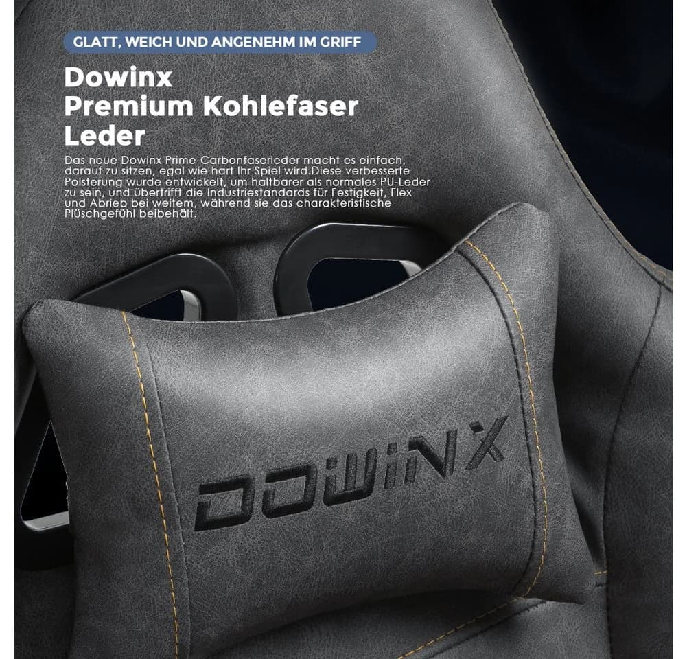 Dowinx Luxuriöser Gaming-Stuhl Ergonomisch PU Leder Massage-Lendenstütze - Bild 3