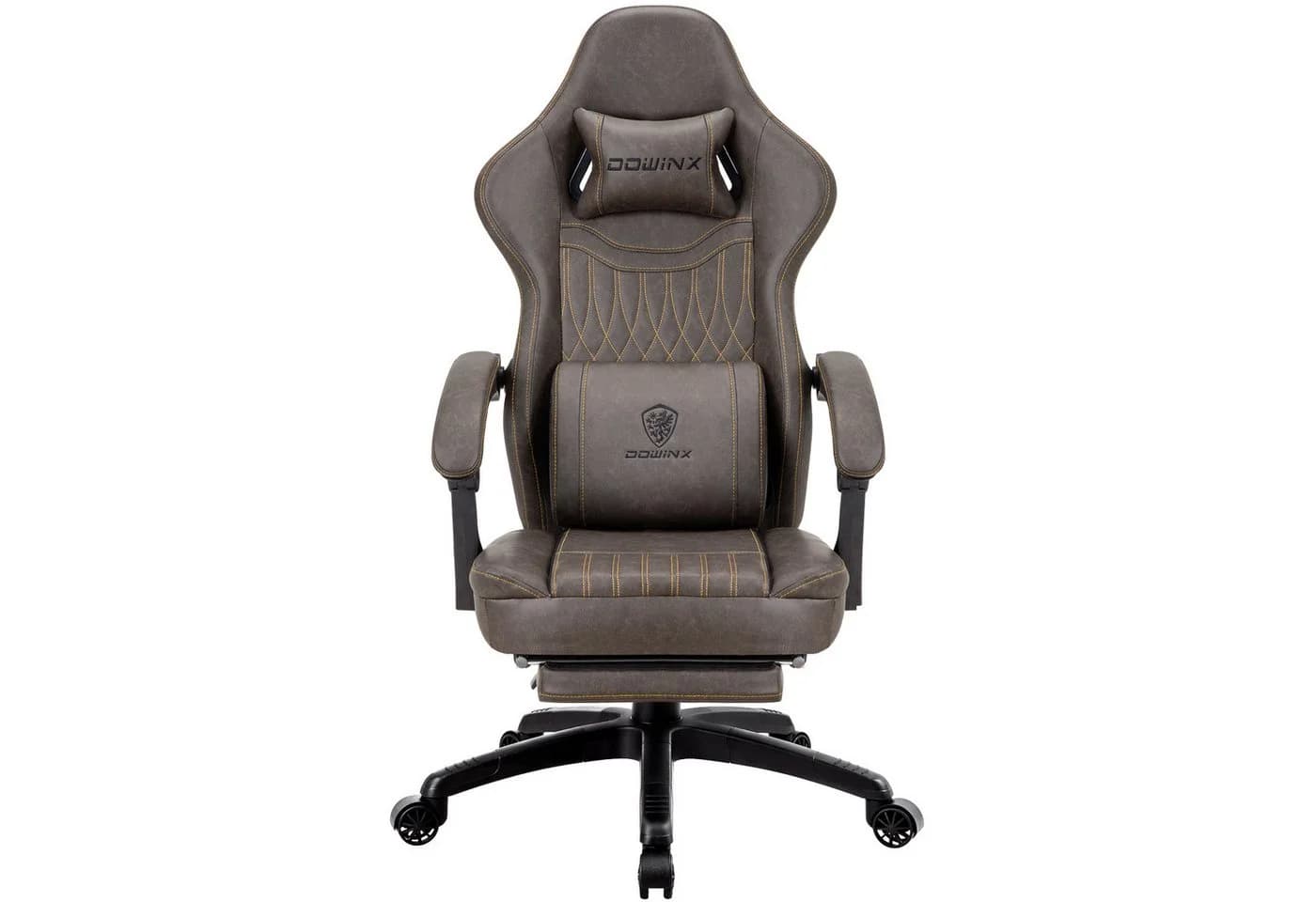 Dowinx Gaming-Stuhl mit Fußstütze und Massage Lendenwirbelstütze Braun - Bild 2