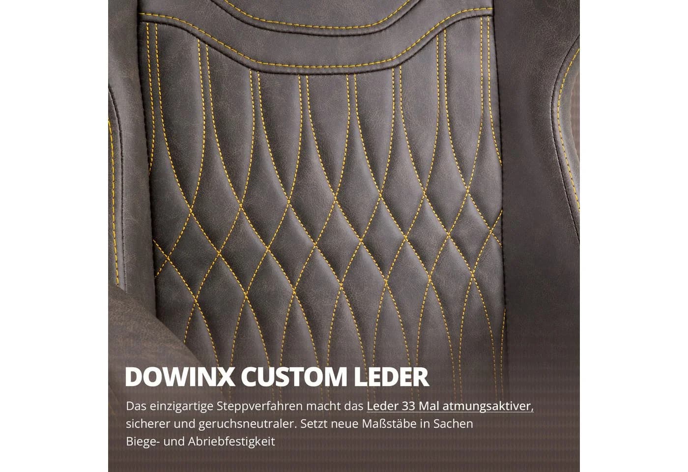 Dowinx Gaming-Stuhl mit Fußstütze und Massage Lendenwirbelstütze Braun - Bild 4