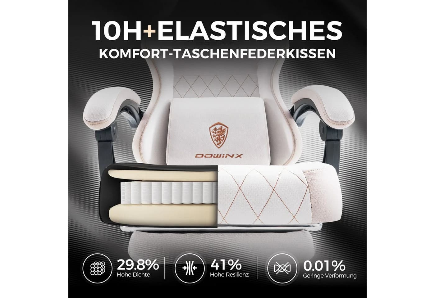 Dowinx Gaming-Stuhl Beige mit Massage und Fußstütze - Bild 3