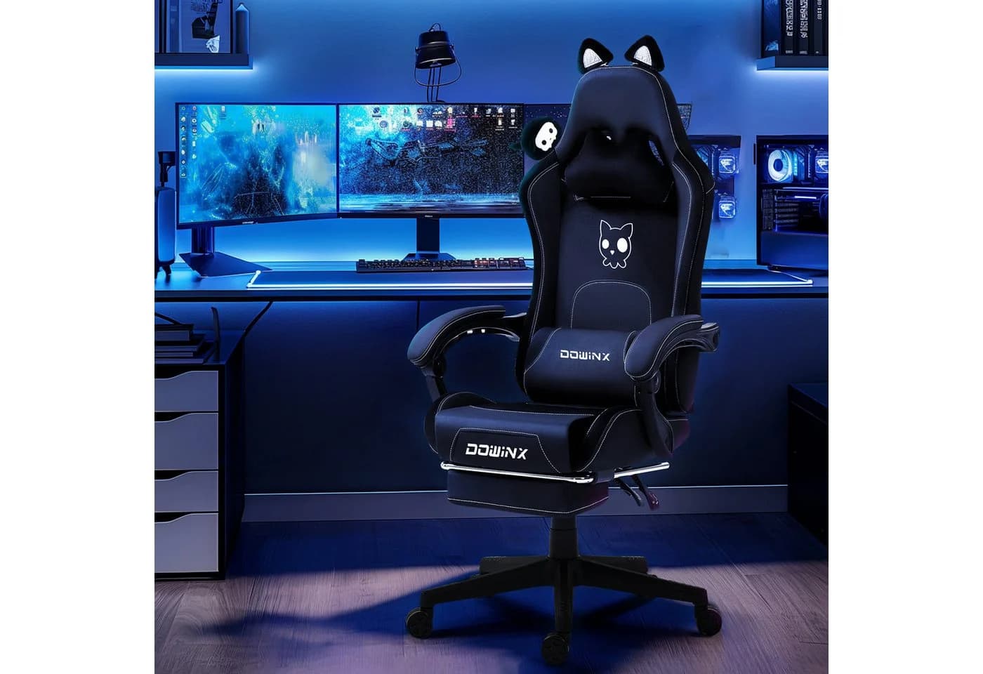Dowinx Gaming-Stuhl Süße Katze Edition Rosa/Weiß Ergonomisch - Bild 5